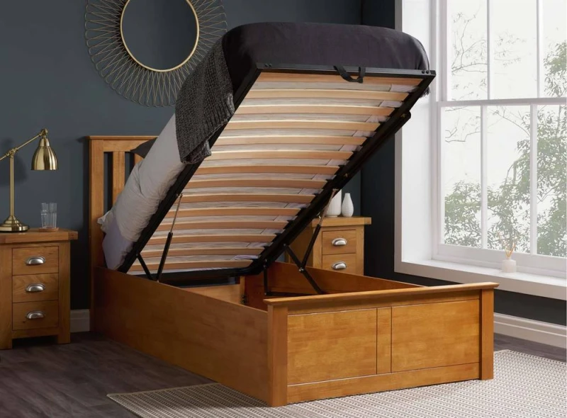 Image of Birlea Birlea Phoenix Single Ottoman Bed with Mattress - Oak