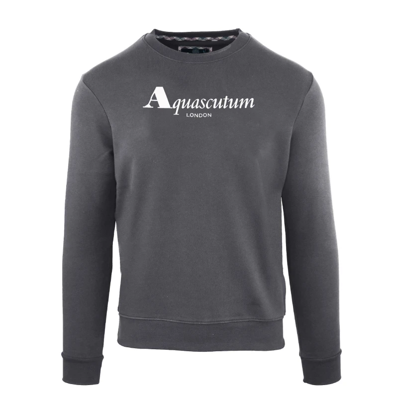 Image of Aquascutum Mens Round Neck Crew Sweatshirt Antracite male Small