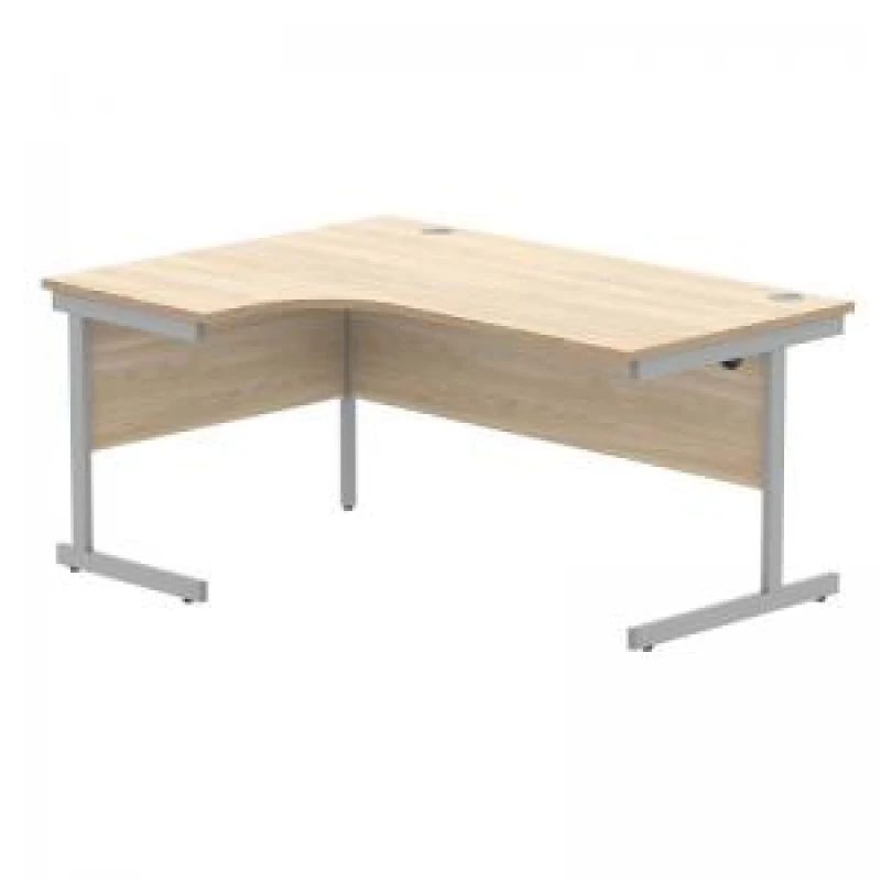 Image of Astin Radial Left Hand SU Cantilever Desk 1600x1200x730mm Canadian Oak/Silver KF824121