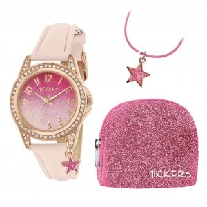 image of Tikkers Girls Watch, Necklace and Purse Gift Set