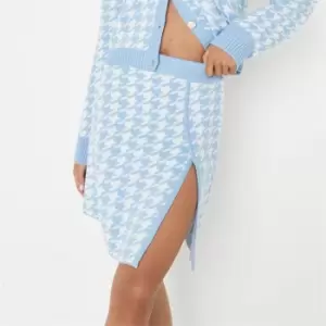 image of Missguided Co Ord Houndstooth Knit Mini Skirt - Blue