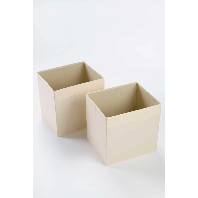 Image of Homelife Addison Pair of Canvas Baskets - Cream Cream One Size