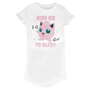 Image of Pokemon Womens/Ladies Sing Me To Sleep T-Shirt Dress (M) (White)