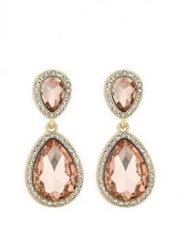 image of Mood Rose Gold Plated Double Pear Pink Crystal Drop Earrings