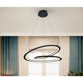 image of Schuller Lighting - Schuller Looping Modern Designer LED Ring Swirl Pendant Light Matt Black, 1800lm, 3000K