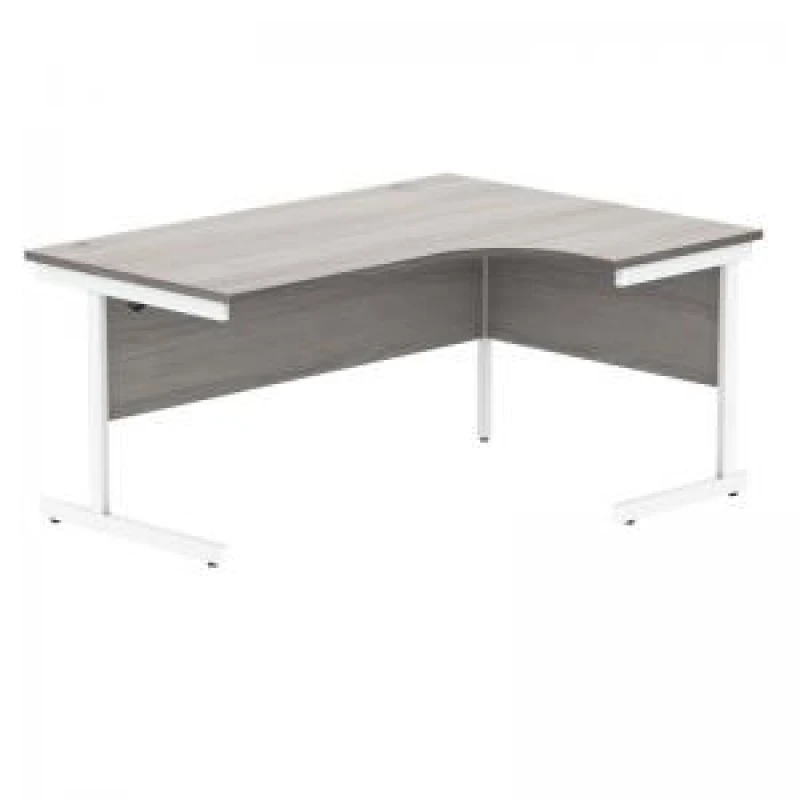 Image of Astin Radial Right Hand SU Cantilever Desk 1600x1200x730mm Alaskan Grey Oak/Arctic White KF824237