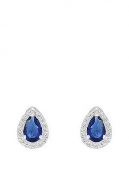 image of Love GEM Sterling Silver Blue and White Cubic Zirconia Peardrop Stud Earrings, One Colour, Women