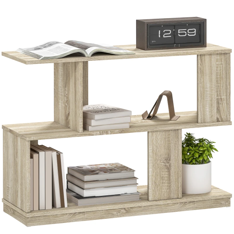 Image of HOMCOM HOMCOM Modern Narrow End Table, S-Shaped Nightstand, Natural Wood Finish in Light Brown Light Brown One Size Unisex 5063603174153