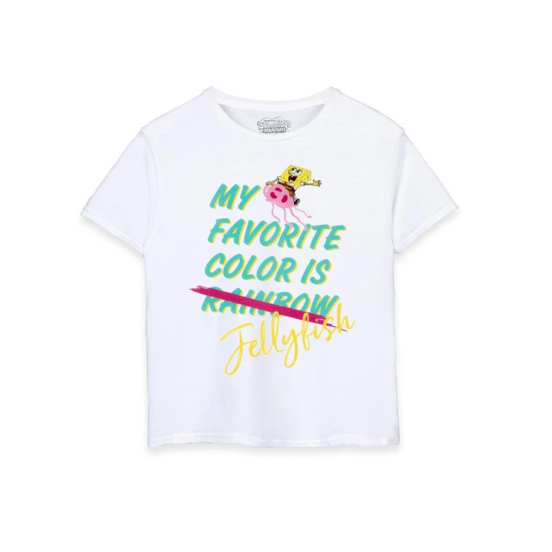 Image of Spongebob Squarepants Short Sleeved T-Shirt White female