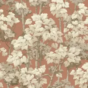 image of Belgravia Decor Rivington Tree Burnt Orange Wallpaper