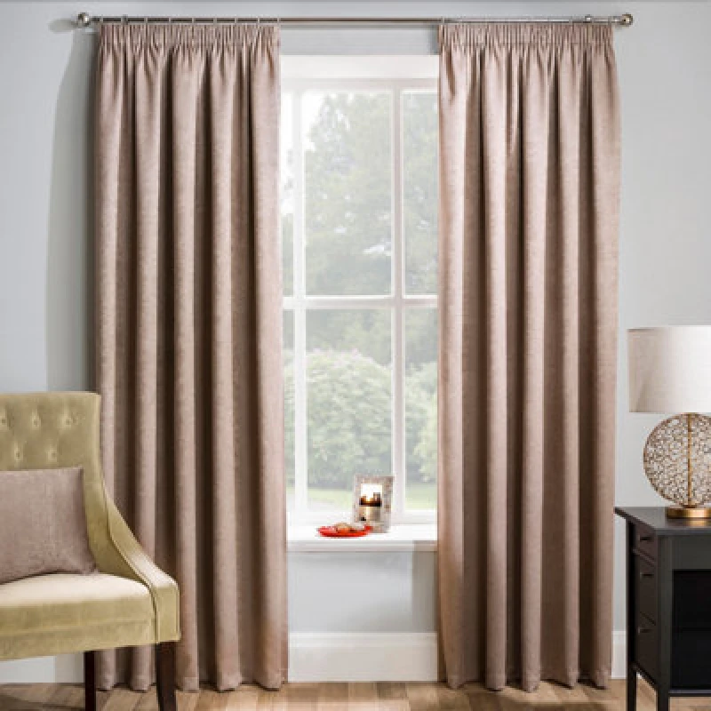 Image of Enhanced Living 'Matrix' Latte - Tape Top Thermal Noise Reducing Dim Out Curtains - Pair Natural