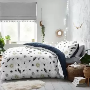 Image of Style Lab Stargazer Duvet Cover Set (Single) (White/Blue/Gold) - White/Blue/Gold