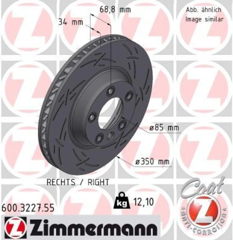 Image of ZIMMERMANN Brake disc ZIMMERMANN 600.3227.55