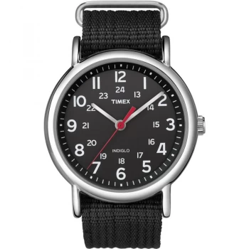 image of Timex T2N647 Unisex Weekender Watch with Black Fabric Strap