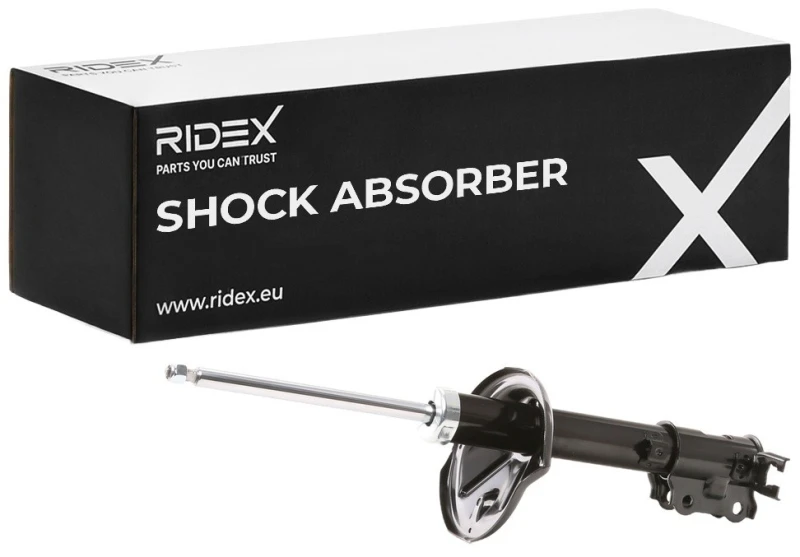 Image of RIDEX 854S0861 Shock absorber Rear Axle Right, Gas Pressure, Twin-Tube, Suspension Strut, Bottom Clamp Shock Absorber (854)