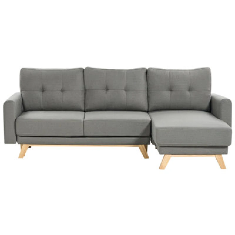 Image of Beliani Sofa Bed 3 Seater Siro Fabric Grey With Storage Left Hand