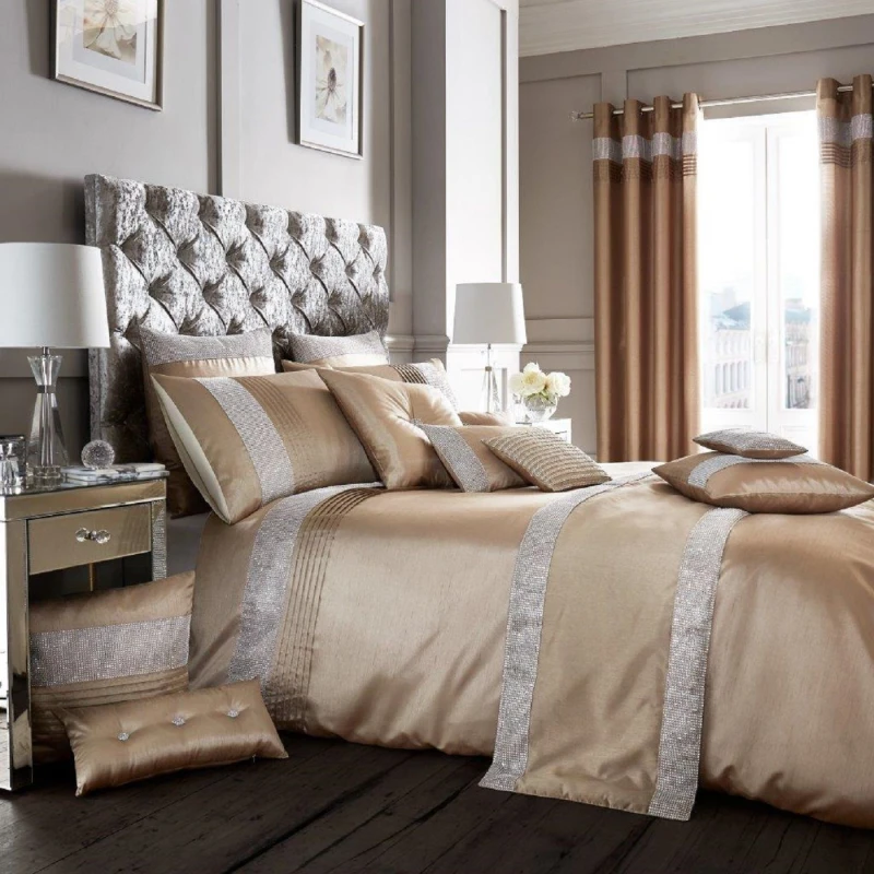 Image of Smart Living Smart Living Premium Polycotton Onyx Duvet Cover With Pillowcases in Camel Size: Double Camel Double Unisex 5051346122999