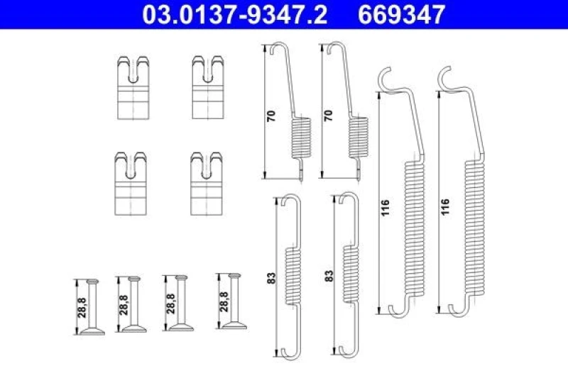 Image of Brake shoe fitting kit ATE 03.0137-9347.2