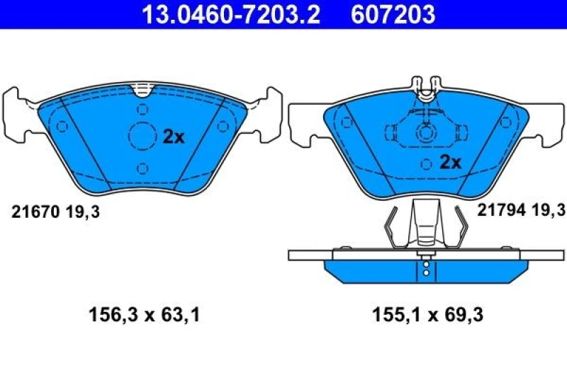 Image of ATE 13.0460-7203.2 Brake pad set excl. wear warning contact Brake Pad Set,disc brake (402)