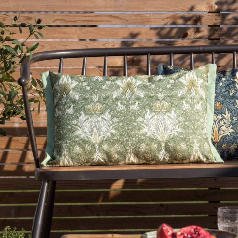 Image of Morris & Co Morris & Co Snakeshead Printed Outdoor Cushion in Green Size: 40cm x 60cm Green 40cm x 60cm Unisex 5025532850836