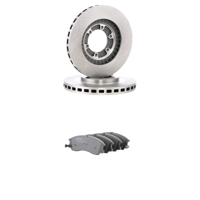 Image of RIDEX 3405B2777 Brake disc and pads set Front Axle, Brake Disc Type: internally vented, with acoustic wear warning Brake Set,disc brakes (3405)