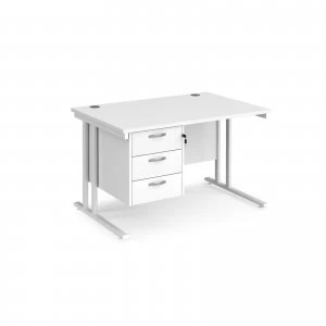 Maestro 25 WL Straight Desk With 3 Drawer Pedestal 1200mm - White cant