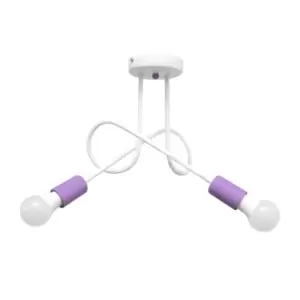 Image of Oxford Multi Arm Semi Flush Ceiling Light White, Purple 38cm