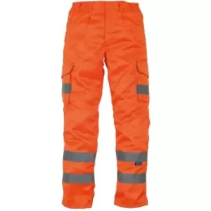 Image of Yoko Mens Hi Vis Polycotton Cargo Trousers With Knee Pad Pockets (34L) (Orange) - Orange