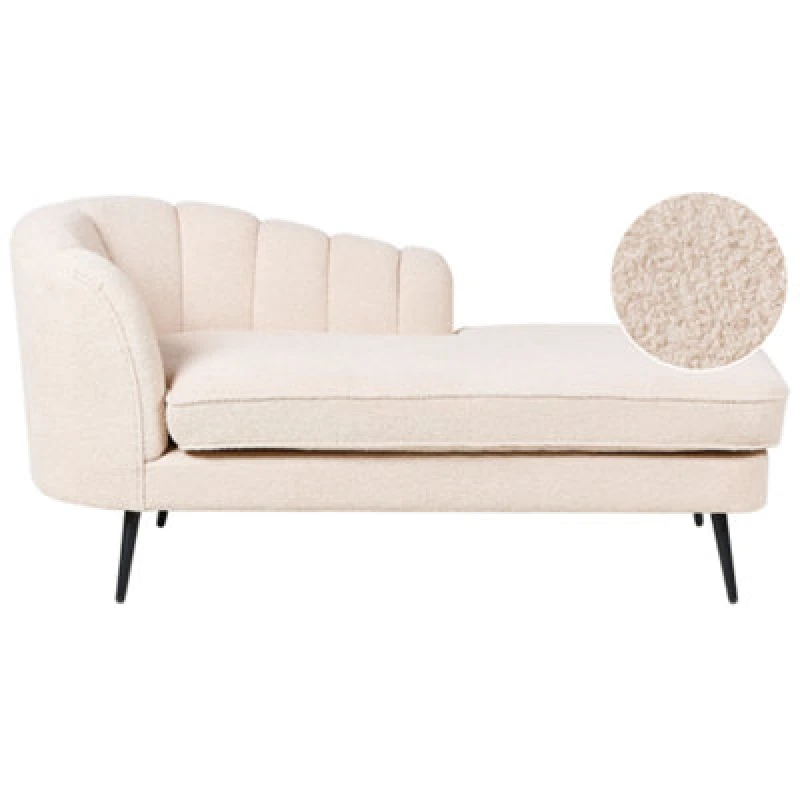 Image of Beliani Left-Hand Chaise Lounge Allier Boucle Light Beige