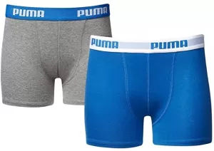 image of PUMA Basic Boys Boxers 2 Pack, Blue/Grey, size 7/8, Clothing