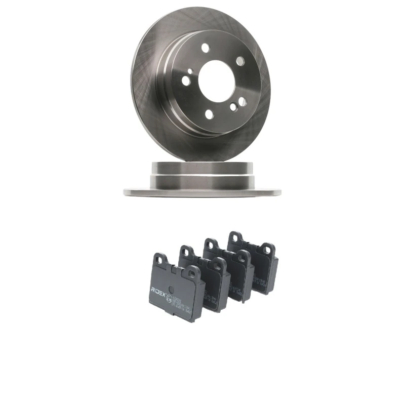 Image of RIDEX 3405B2269 Brake disc and pads set Rear Axle, Brake Disc Type: Solid, not prepared for wear warning indicator Brake Set,disc brakes (3405)