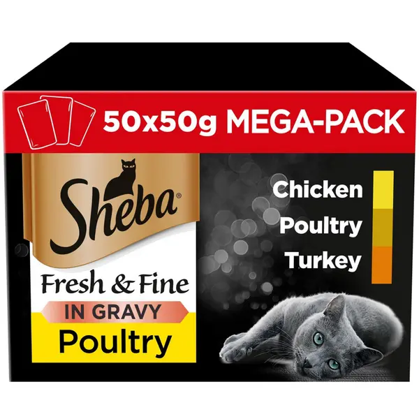 image of Sheba Fresh and Fine Poultry Cat Food 50 x 50g