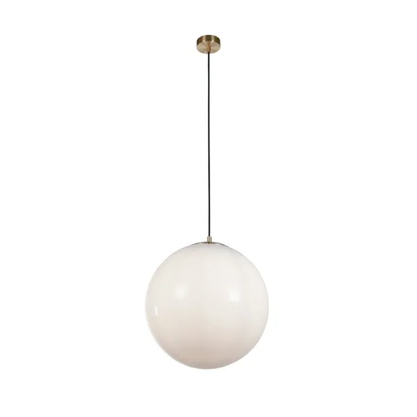 Image of Searchlight Atom II Large Ceiling Pendant Light - Satin Brass & Opal Glass