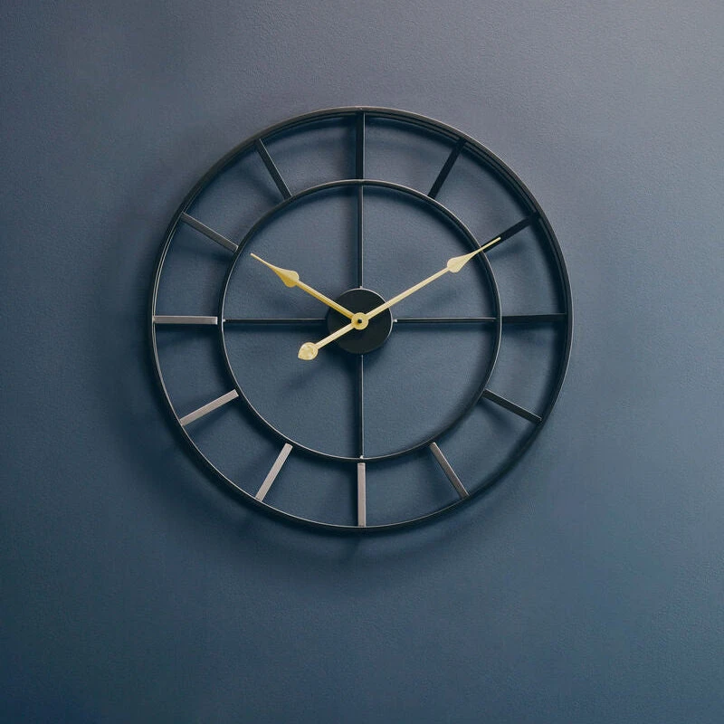 Image of Orsina Kent 60cm Dia Large Black Finish Metal Wall Clock