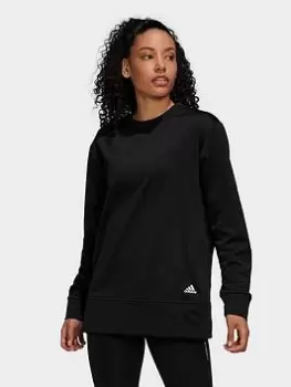 Image of adidas AEROREADY Crewneck Sweatshirt - Black/White Size XL Women