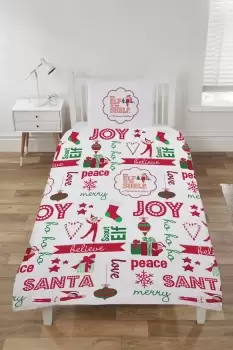 Image of The Elf On The Shelf Kids Red And White Bedding Set - Single