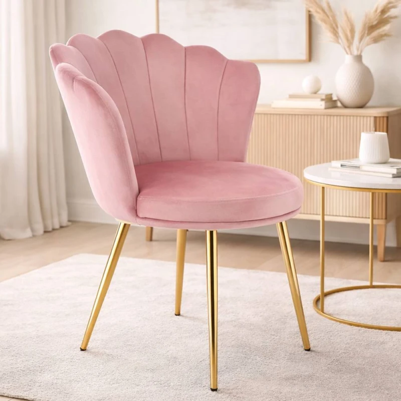 Image of RayGar Genesis Freya Accent Chair With Petal Back In Velvet - Pink RG1474
