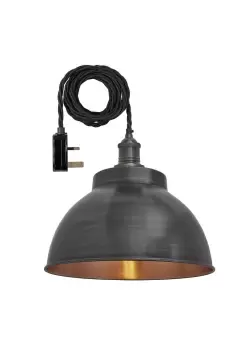 Image of Brooklyn Dome Pendant, 13 Inch, Pewter & Copper, Pewter Holder With Plug