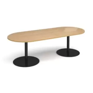 Image of Eternal radial end boardroom table 2400mm x 1000mm - Black base and oak top