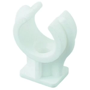 image of Wickes White Plastic Pipe Clips - 15mm Pack of 100