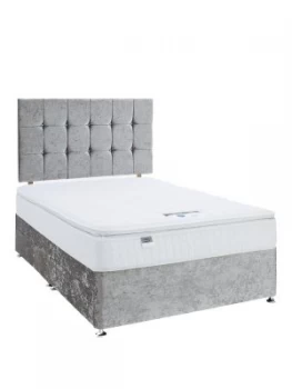 image of Luxe Collection By Silentnight Fearne 1000 Pillowtop Silver Divan Bed With Storage Options Includes Headboard