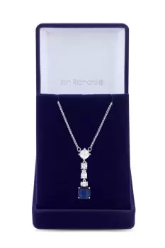 image of Rhodium Plated Mixed Stone Montana Blue Necklace - Gift Boxed