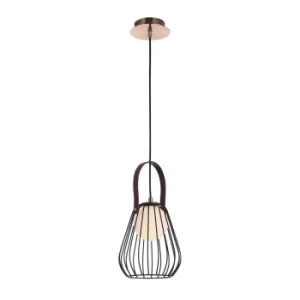 image of Indiana Cage Ceiling Pendant Lamp Black with Gold, 1 Light, G9