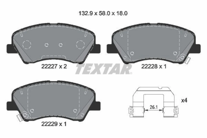 Image of Brake pad set TEXTAR 2222701