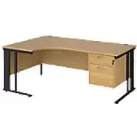 Dams International Left Hand Ergonomic Desk MCM18ELP2KO 1,800 x 1,200 x 725 mm