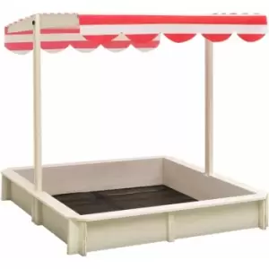 image of Sandbox with Adjustable Roof Fir Wood White and Red UV50 Vidaxl White