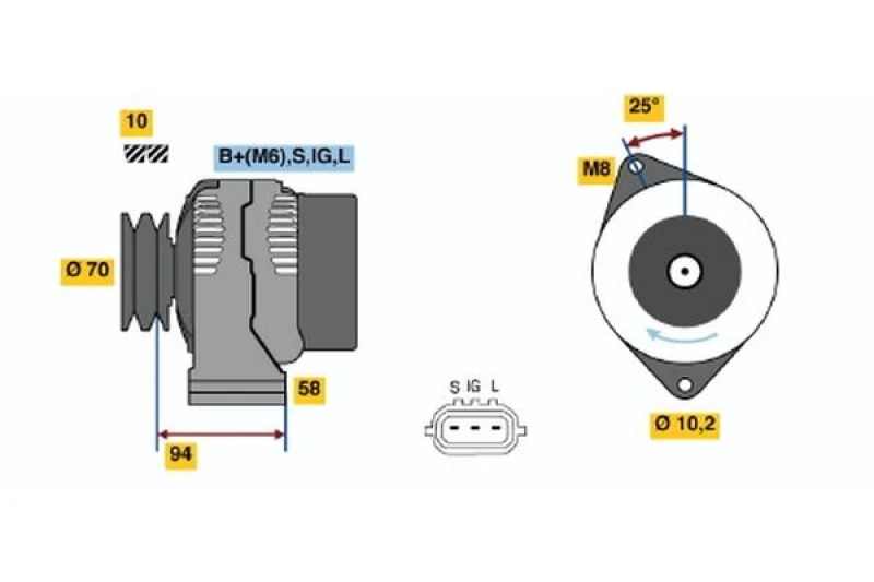 Image of Alternator Bosch 0 986 045 891
