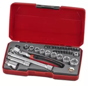 image of Teng Tools T3834S 3/8" Drive Socket & Bit Set with Flexible Ratchet