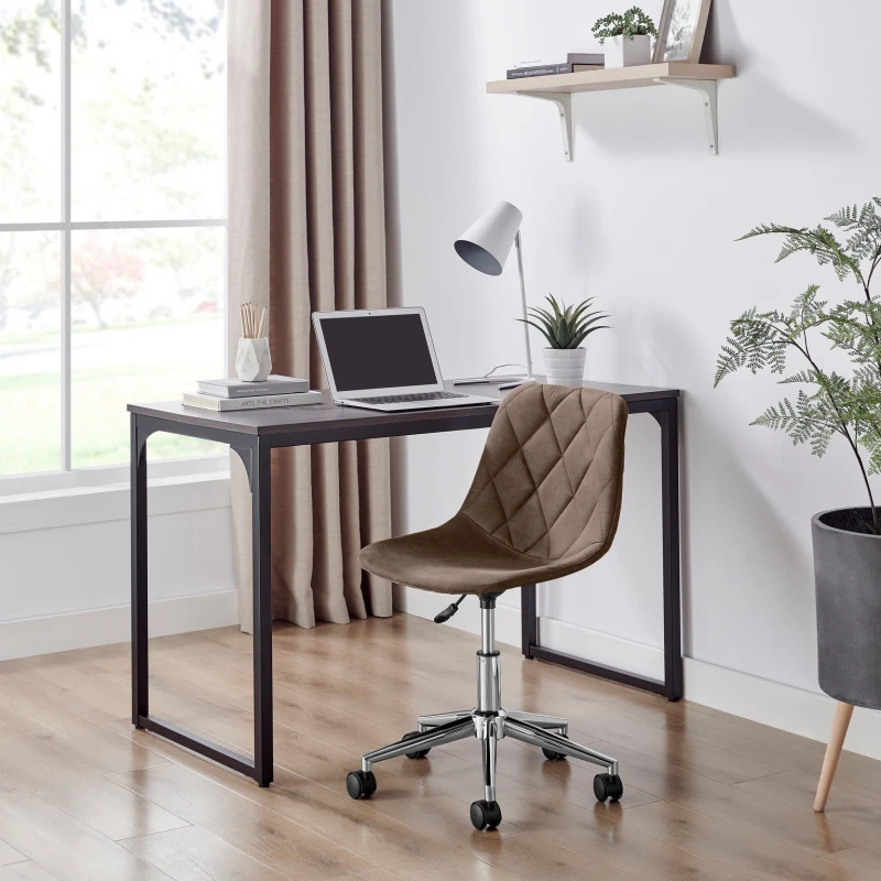 Image of FurnitureboxUK FurnitureboxUK Tessa Brown Velvet and Silver Office Chair Brown One Size Unisex 5056657198664