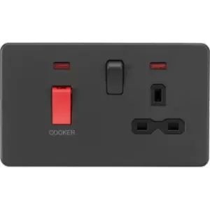 Image of MLA Knightsbridge Screwless 45A DP Switch And 13A Switched Socket With Neons Anthracite - SFR8333NAT